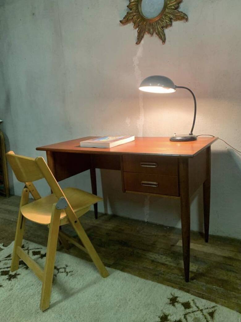 Scandinavian teak desk from the 1960s, length 110 cm