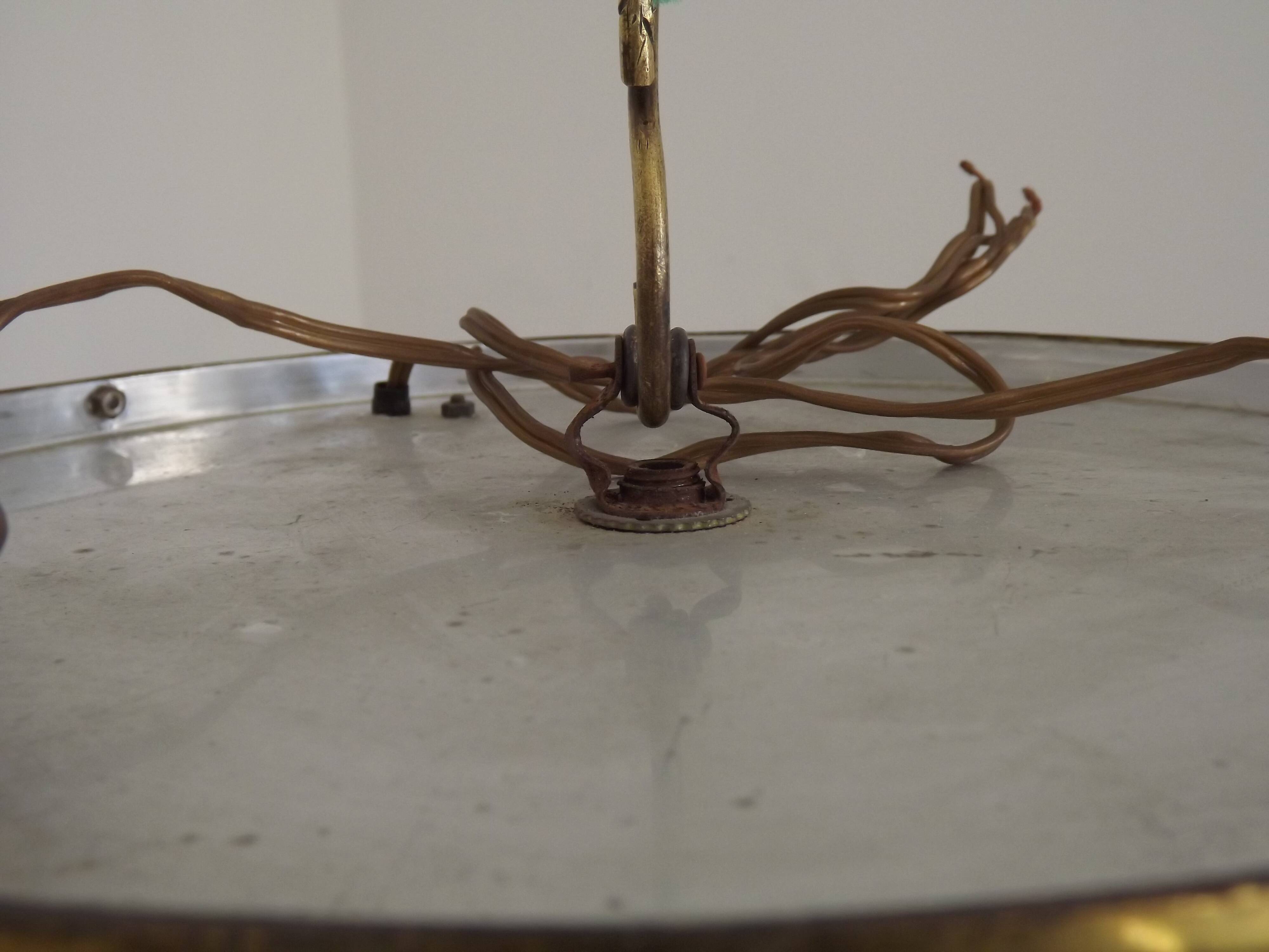 French Mid-Century Bronze and Crystal Bag Light – Flush Mount 5202