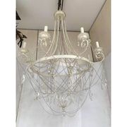Contemporary ivory florentine iron and crystals chandelier