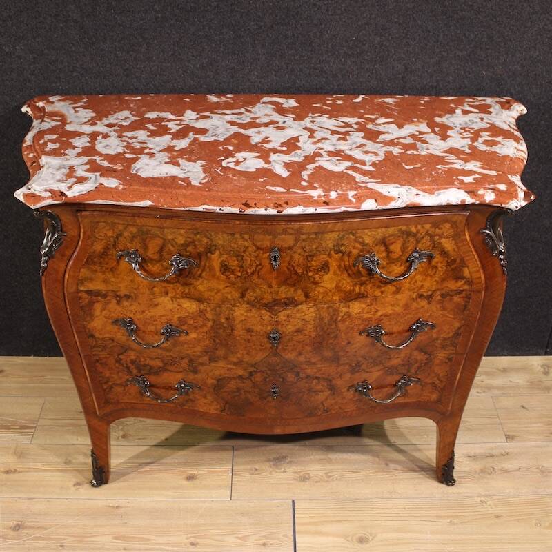 Lombard inlaid dresser in Louis XV style with marble top