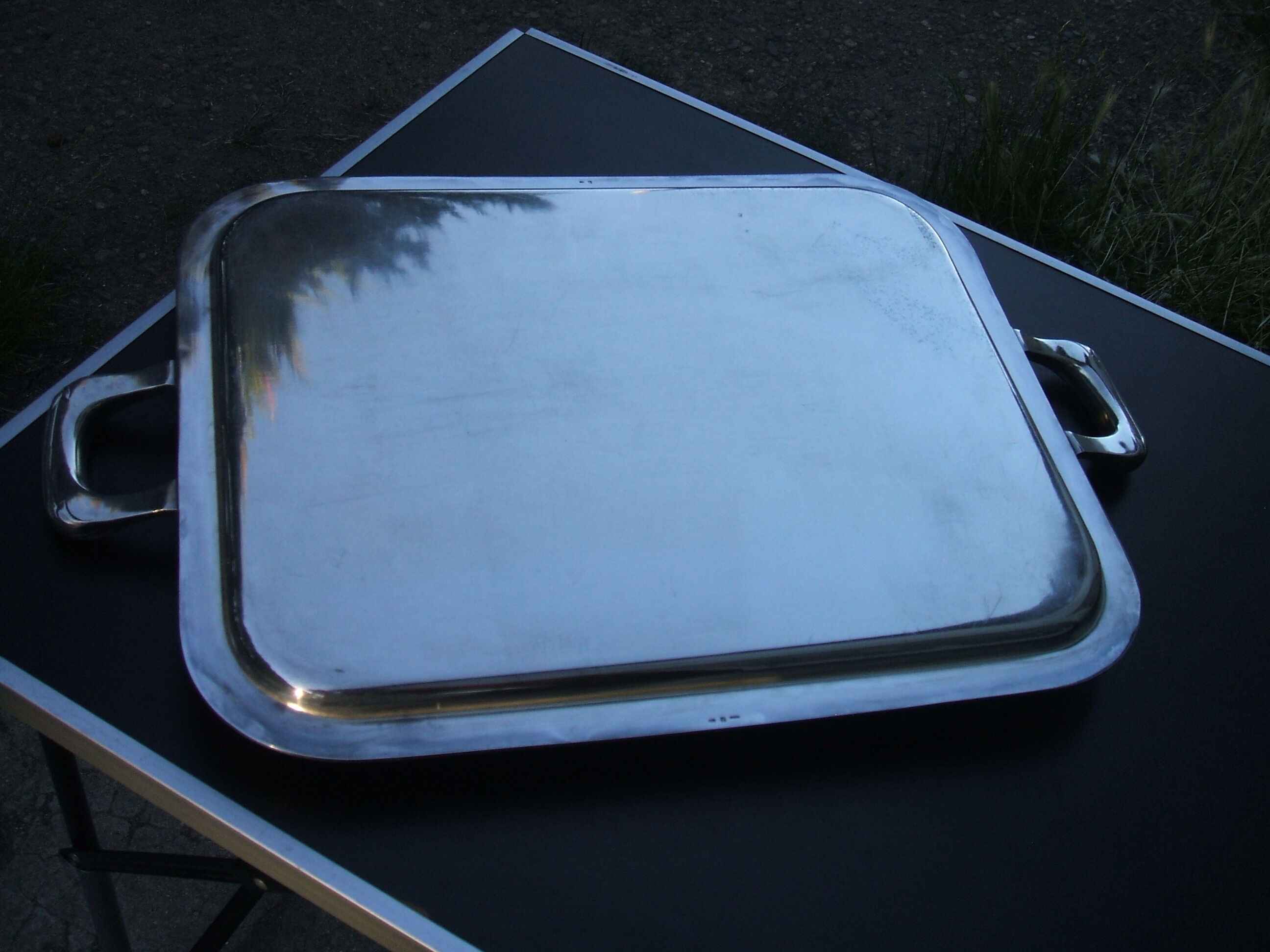 Silver metal service tray