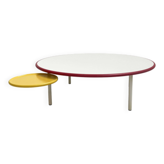 Table basse en stratifié avec annexe jaune, 1980