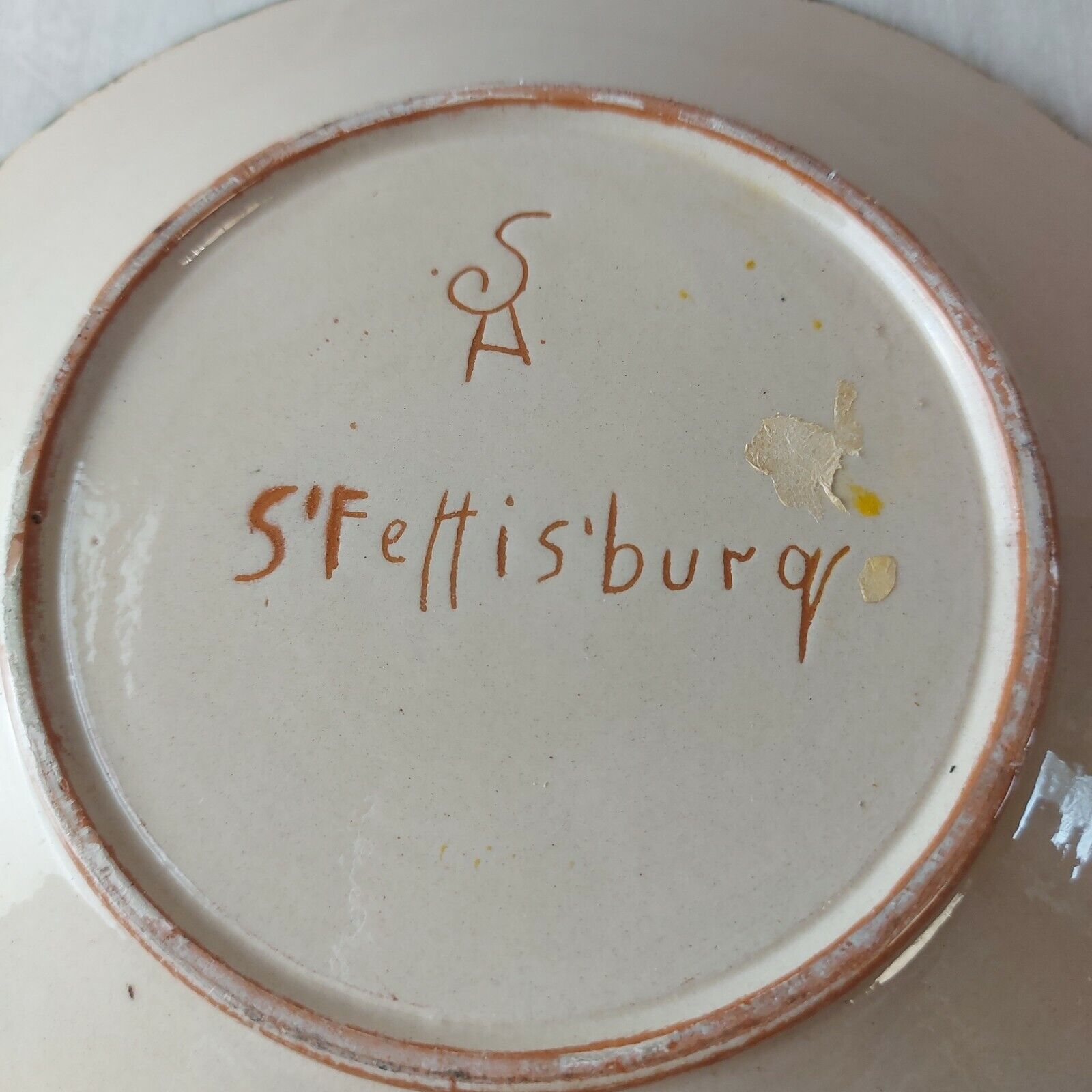 Old plate / dish, glazed ceramics, steffisburg thun switzerland