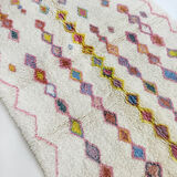 Moroccan Berber carpet azilal ecru with small colored diamonds 253x157cm