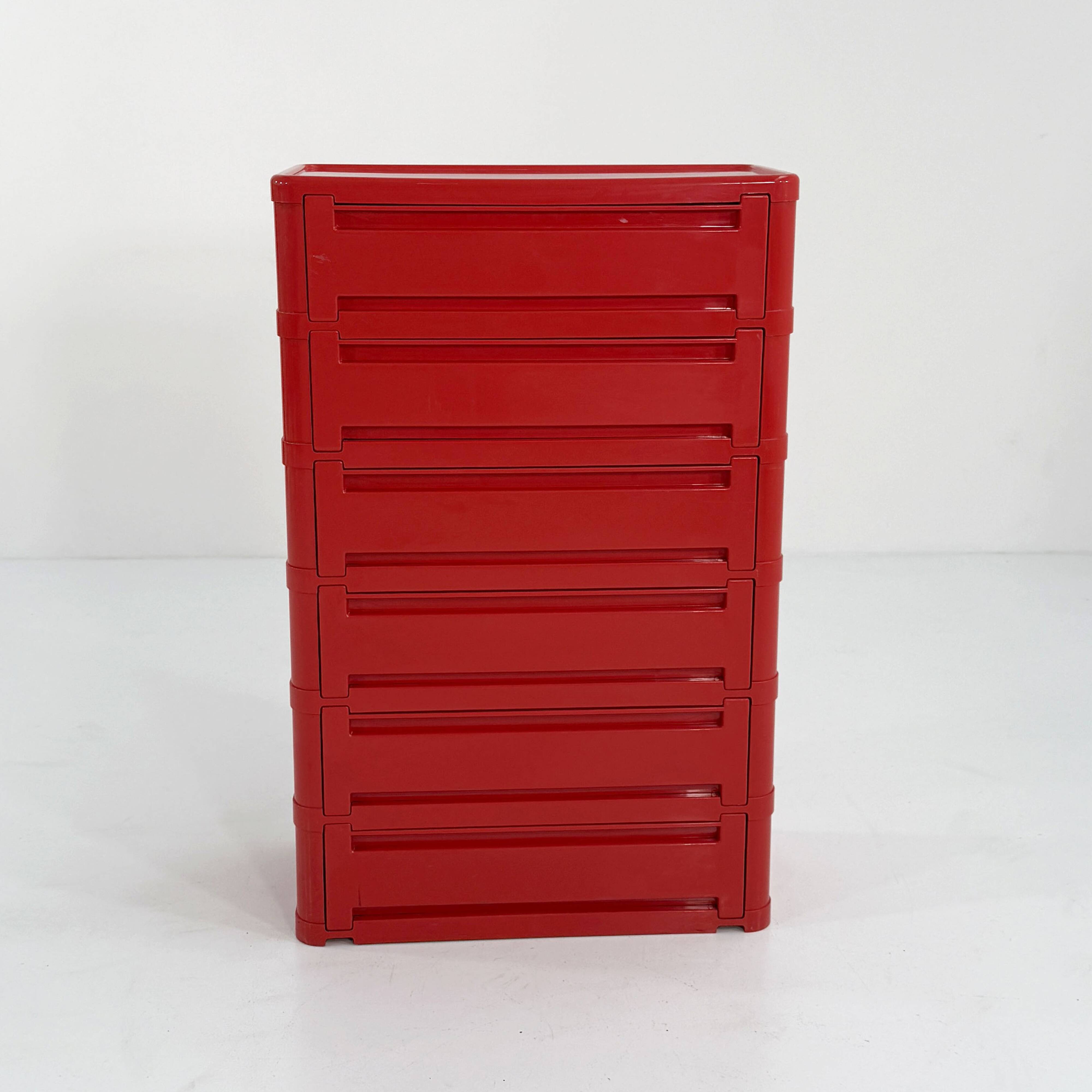 Red cabinet model “4964” by Olaf Von Bohr for Kartell, 1970