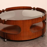 Round coffee table  Frame in plywood- top in smoked glass  Italy - 1960's