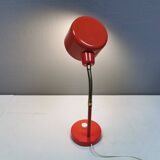 Swedish Elidus table lamp in red with adjustable brass swan neck 1970-80s