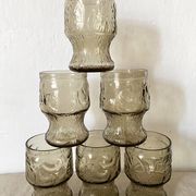 Verres hauts vintage en verre fumé