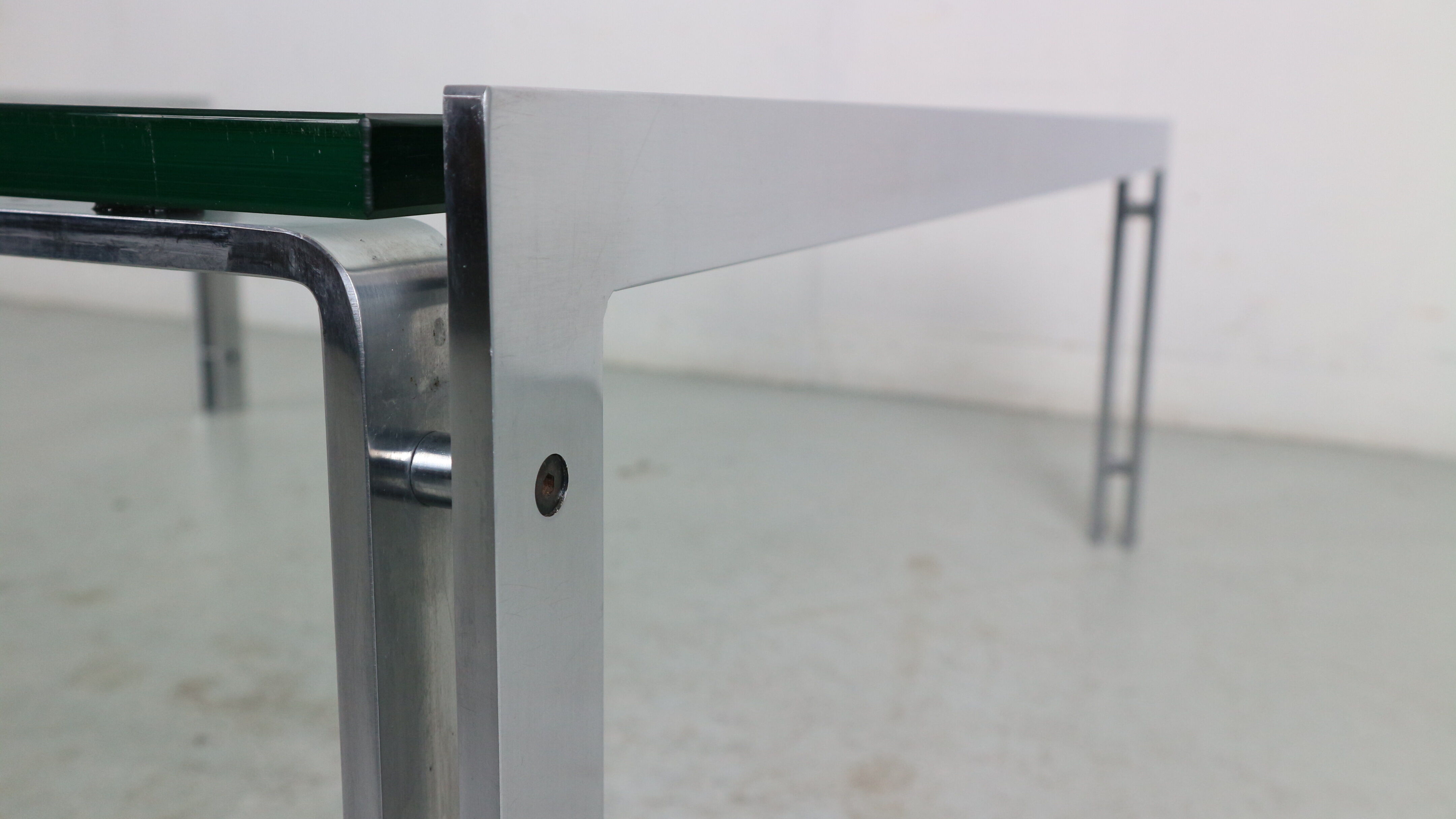 Dutch Metaform Large Steel & Glass Coffee Table by Hank Kwint, 1970