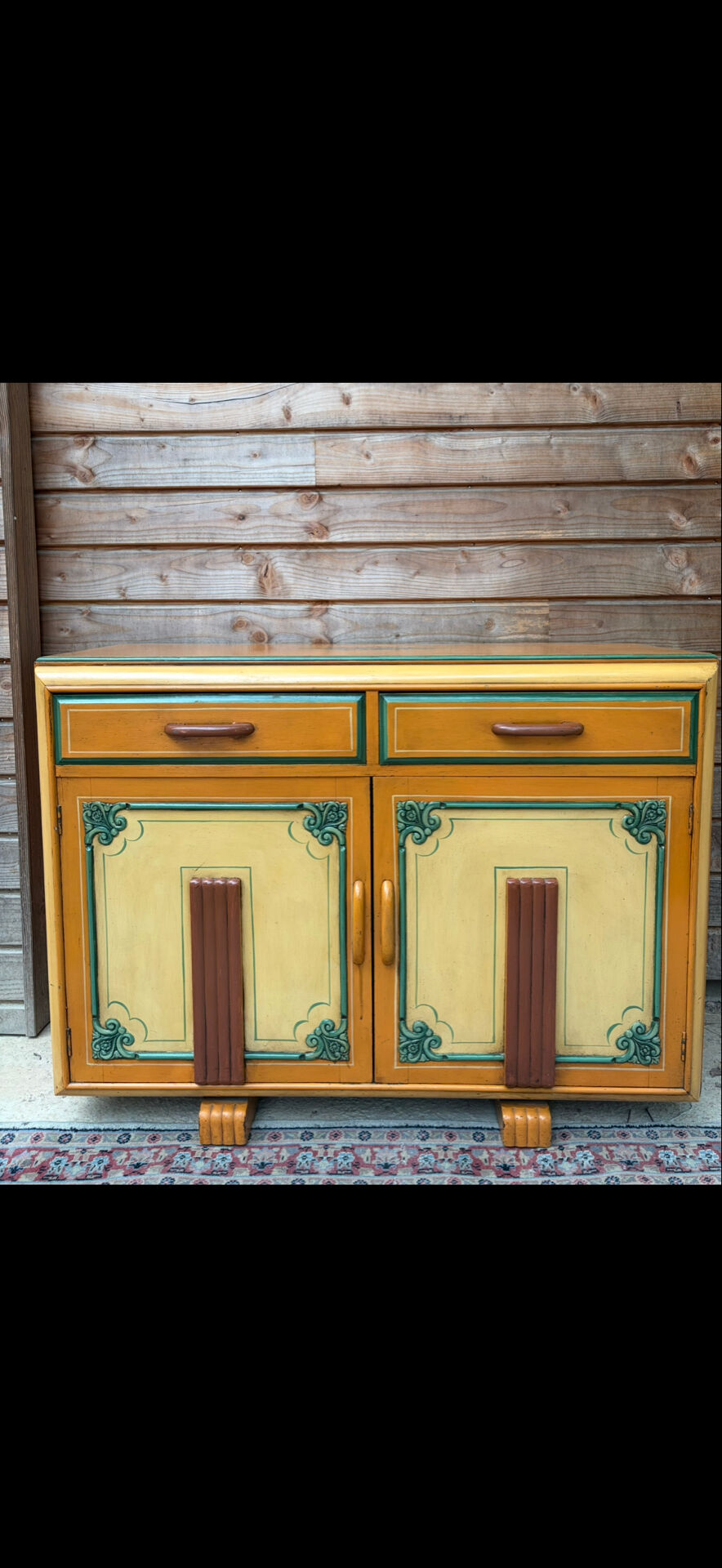 Low buffet / Art Deco sideboard (1930s) revamped in Folk / Bohemian style.