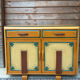 Low buffet / Art Deco sideboard (1930s) revamped in Folk / Bohemian style.