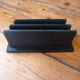 Vintage letter holder in black leather relief office accessory