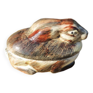 Ancienne Terrine Zoomorphe en Céramique M Caugant  : Lapin