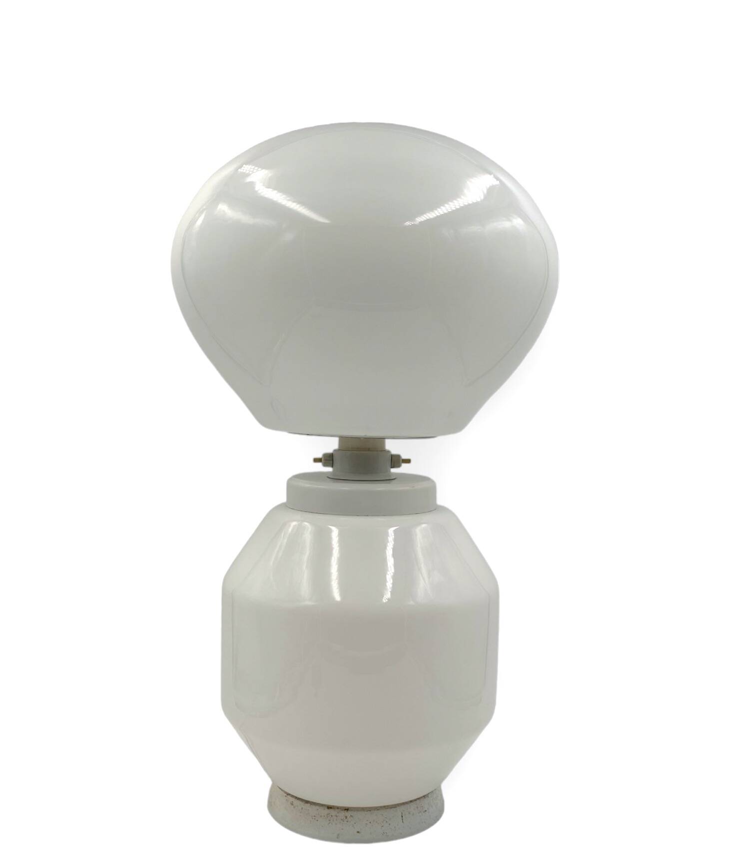 Space Age white glass table lamp, Faver Italy 1970s