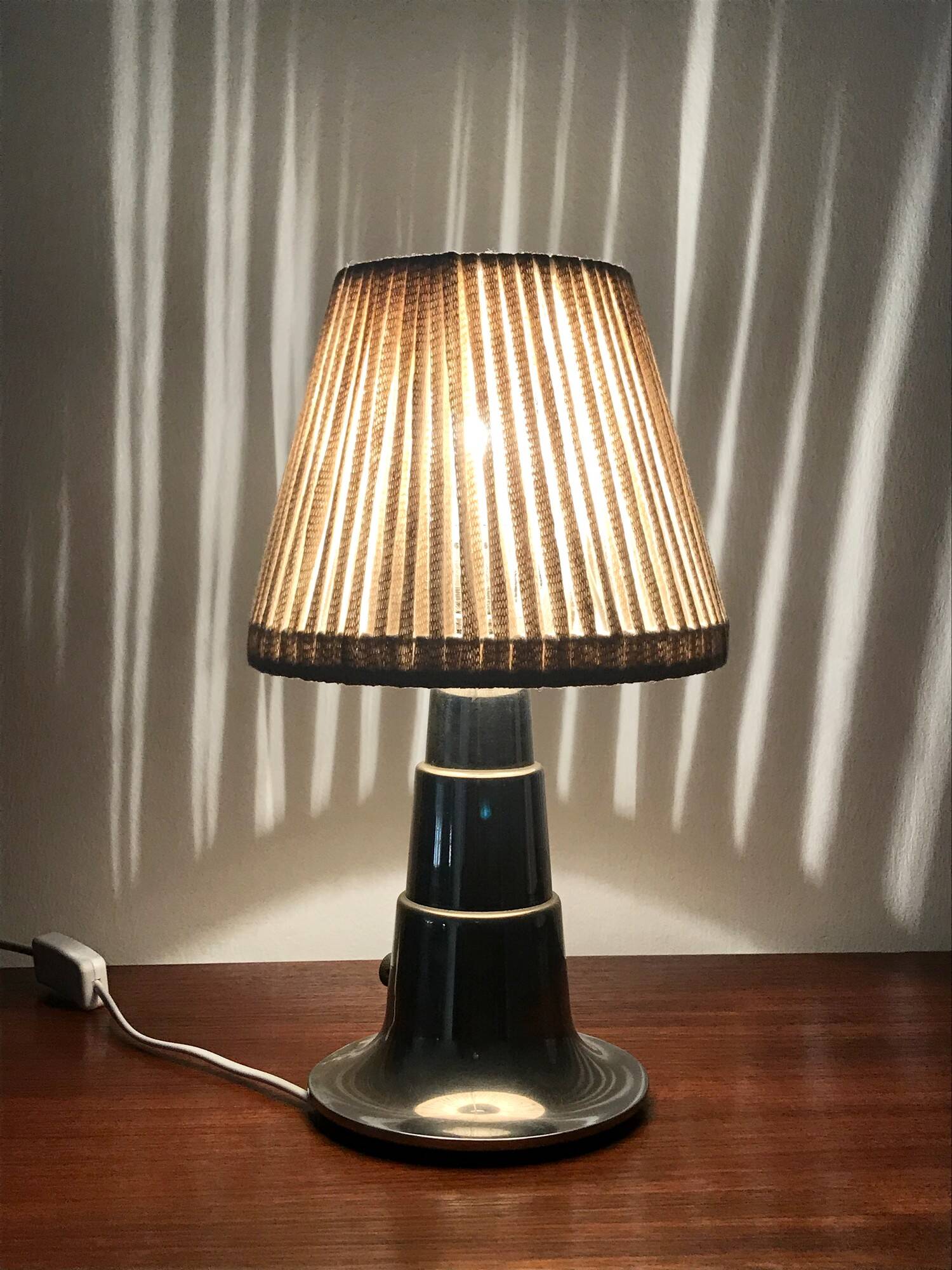 1930s Art Deco lamp in chrome with recycled cotton shade