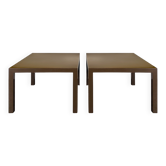 Pair of glossy brown lacquered side tables