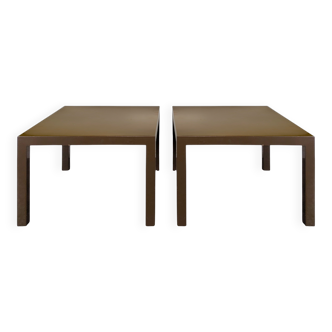 Pair of glossy brown lacquered side tables