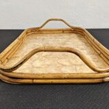 Mother-of-pearl and bamboo tray from the 70s