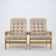 1970s Pair of Beech High Back Armchairs, Czechoslovakia