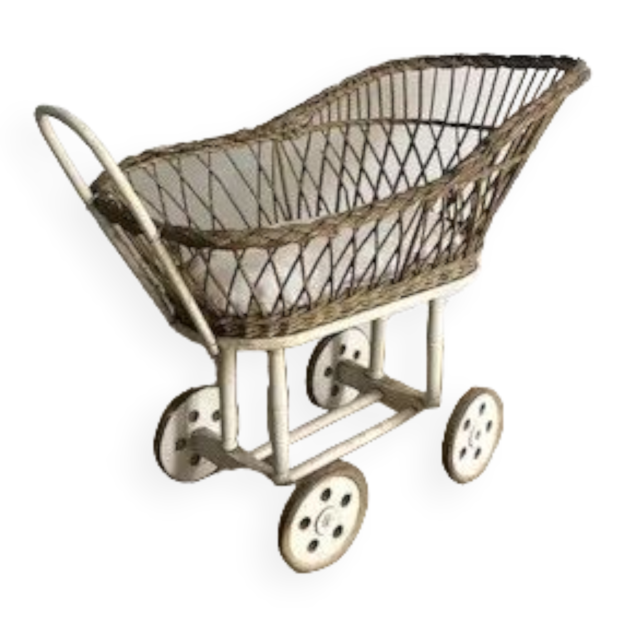 Antique toy, wicker doll cradle