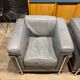 Pair of Cassina LC2 armchairs in grey leather.