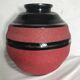 Ball old ART DECO enameled ceramic vase black & red Vintage