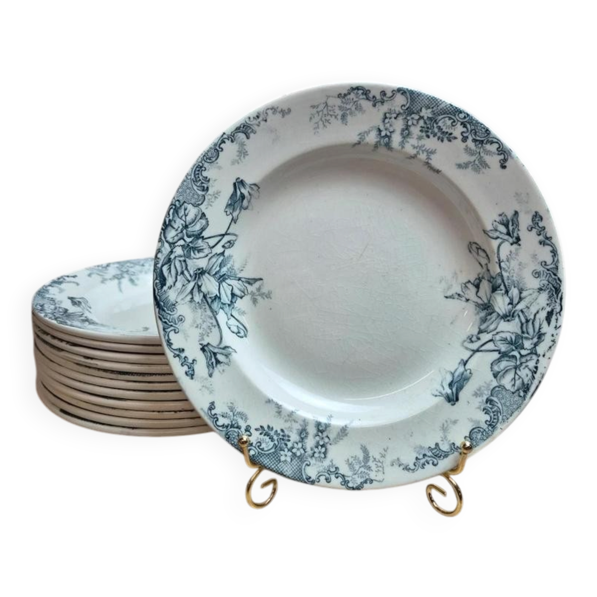 Set of 12 plates Terre de Fer Clairefontaine Cyclamens