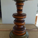 Cherry wood lamp and its leather shade
