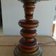 Cherry wood lamp and its leather shade