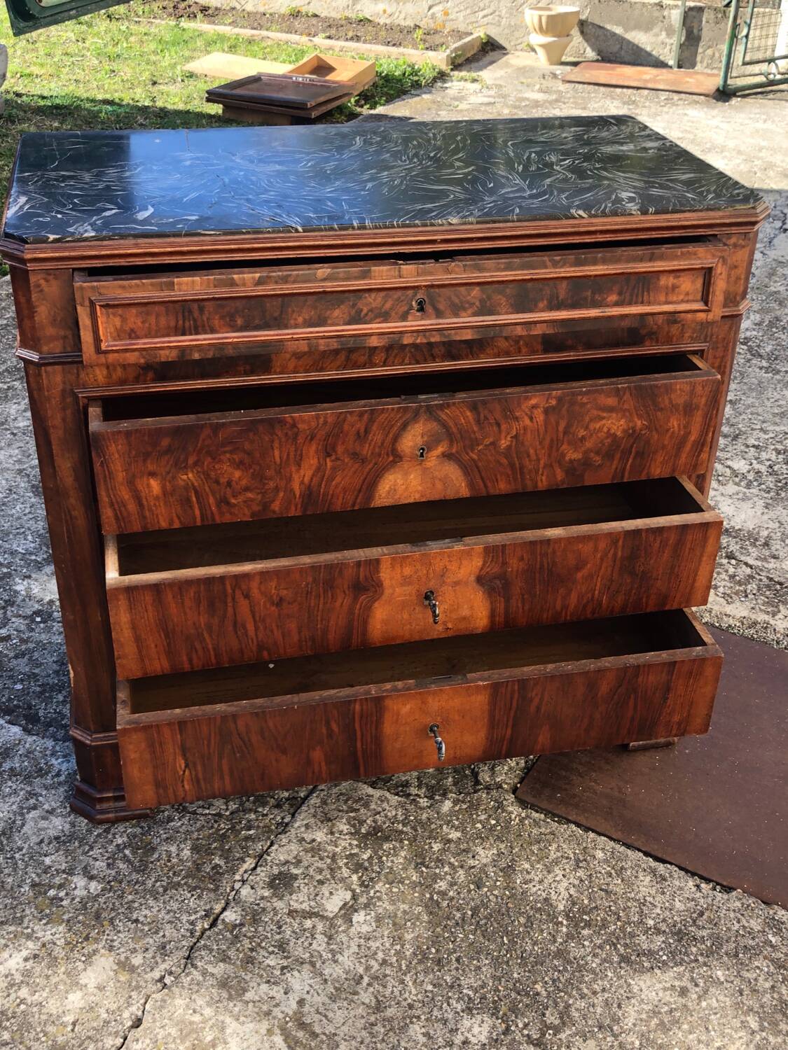 Black marble chest of drawers