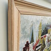 Mid-Century Modern Swedish Cityscape "City Views" Framed Oil Painting