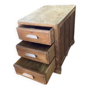 Ancien meuble de métier, rangement, 3 tiroirs