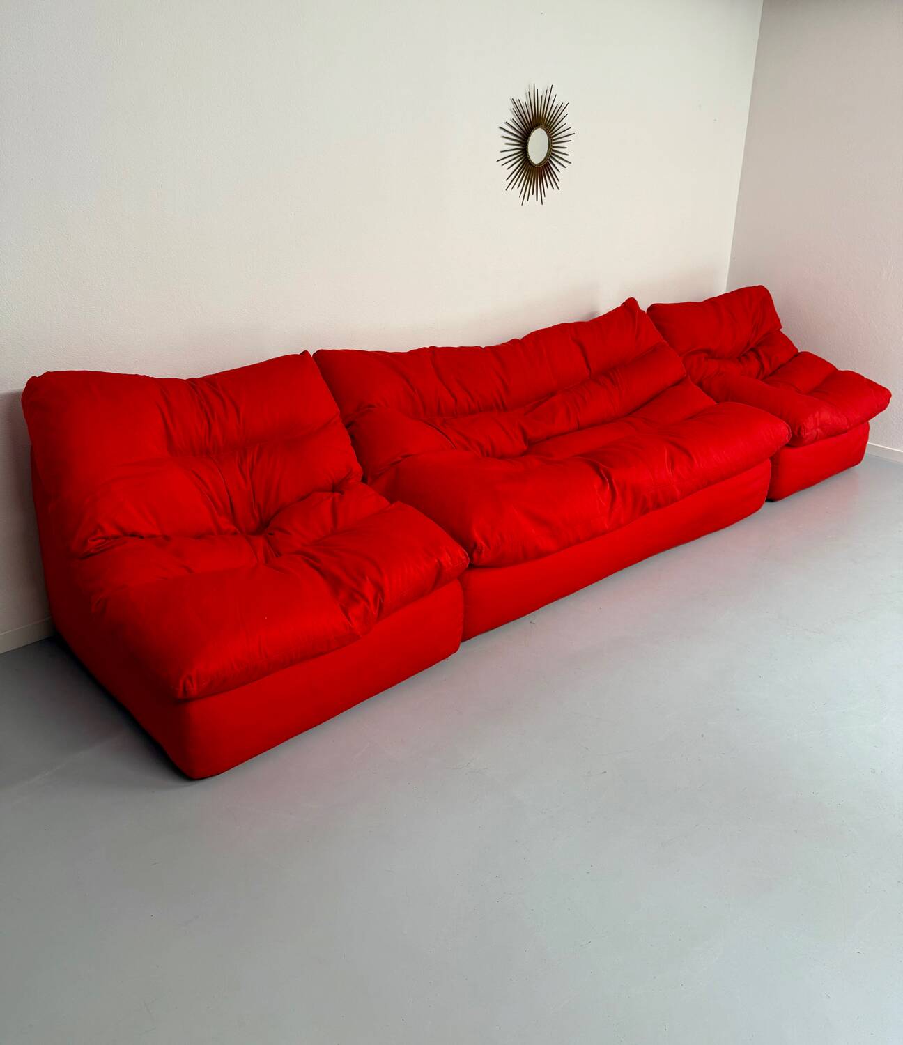 Living room sofa and 2 armchairs French design Steiner 70s vintage fabric