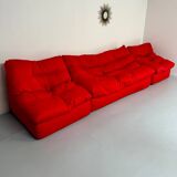 Living room sofa and 2 armchairs French design Steiner 70s vintage fabric