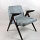 Grey-Blue Chequered Bunny Armchair by Józef Chierowski, 1970s