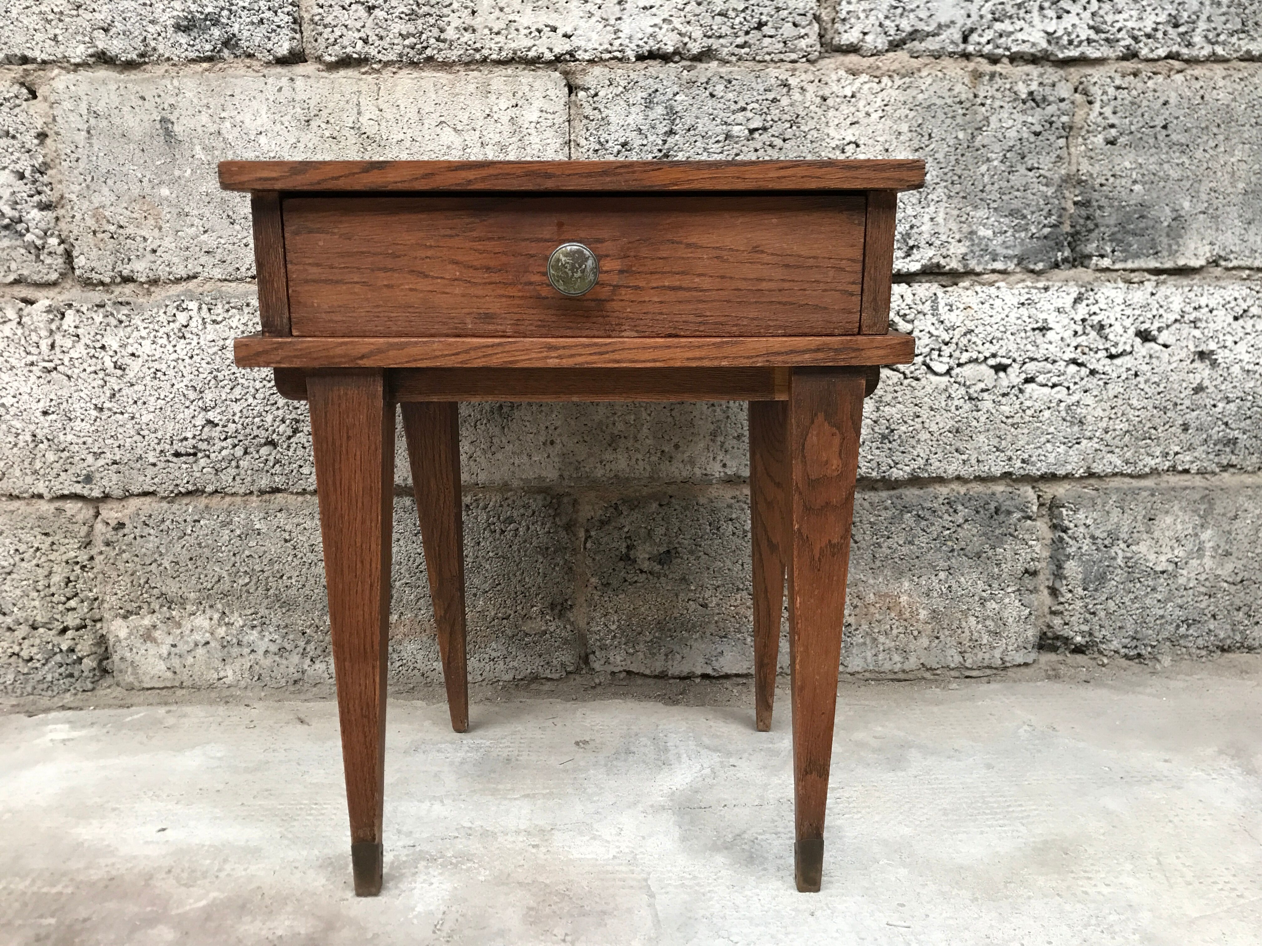 Bedside bedside table end of vintage 1950 vintage sofa - oak - retro bedside