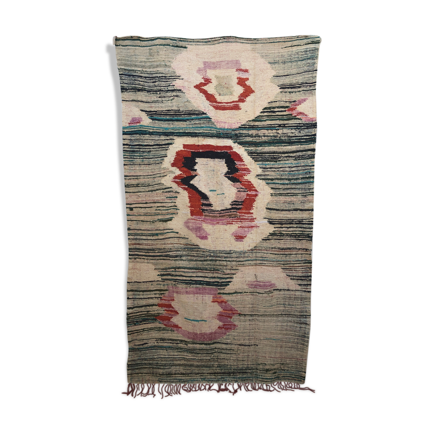 Moroccan Berber carpet Kilim Boucherouite 2.58x1.41m