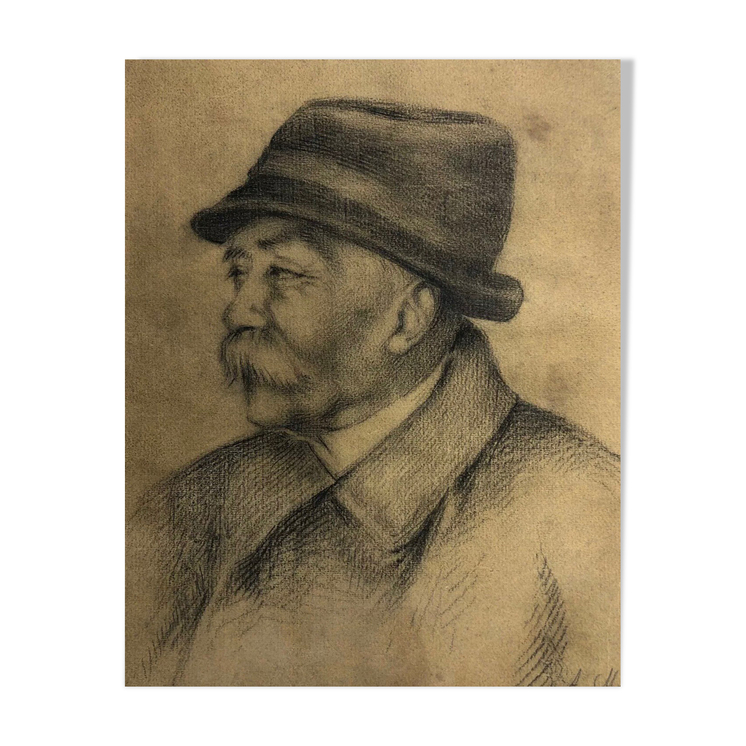 Drawing old lead mine A.M Portrait Man Moustache