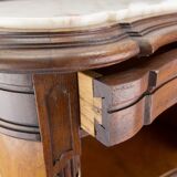 Louis XVI style walnut and marble cabinet