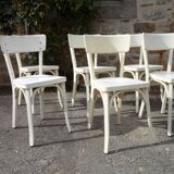 Set of 6 white Baumann bistro chairs