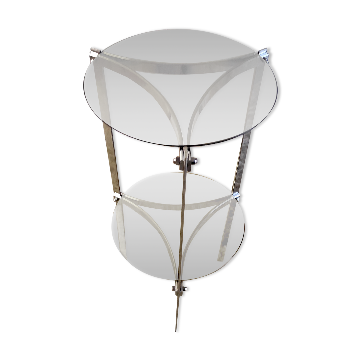 Side table metal chrome and smoked glass, 70s-80s