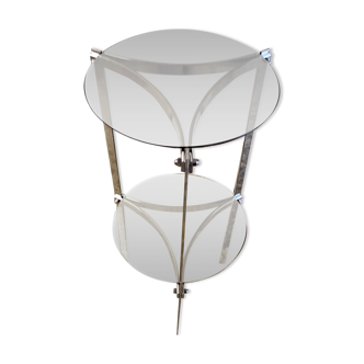 Side table metal chrome and smoked glass, 70s-80s
