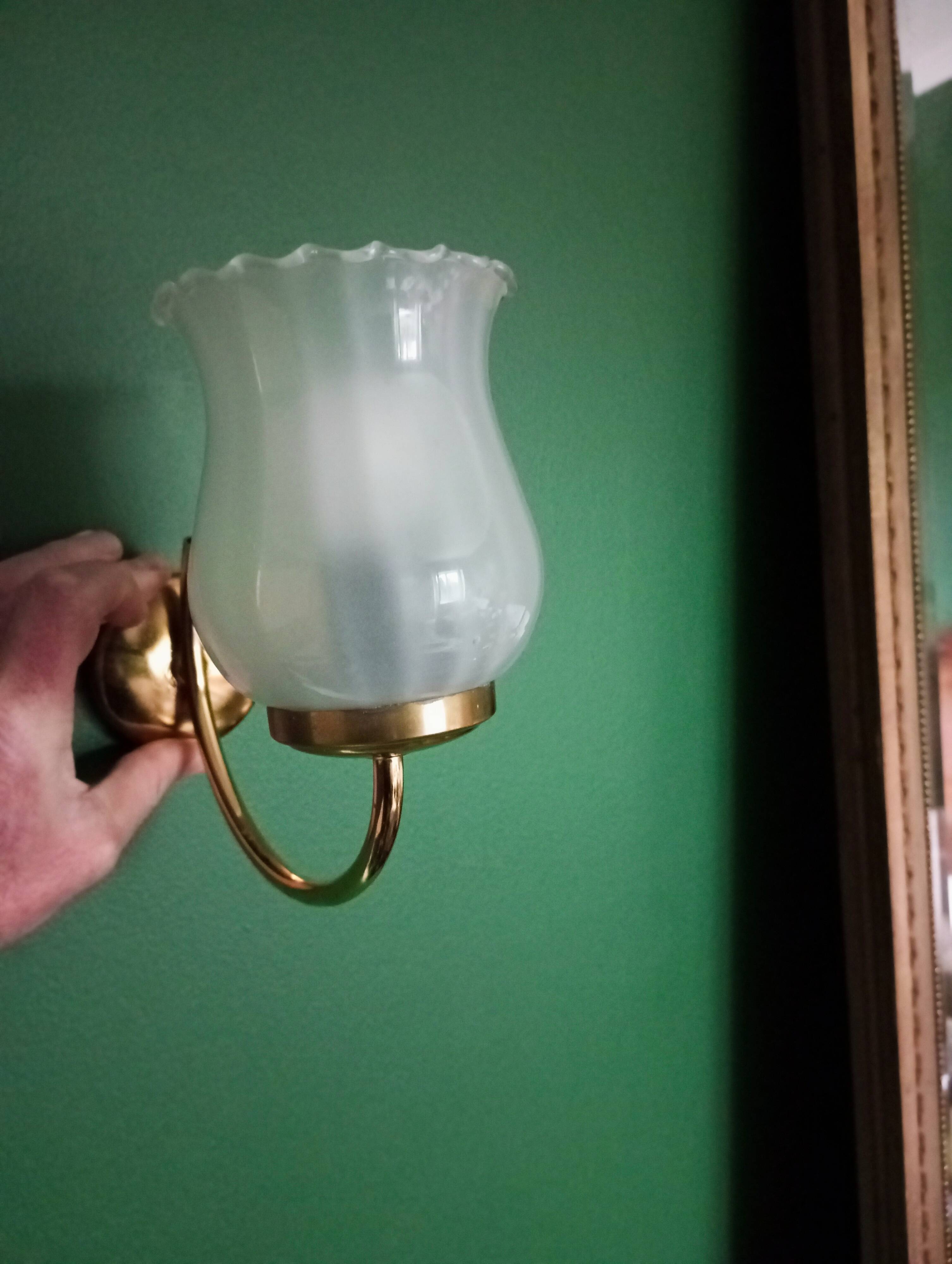 2 tulip wall lights in gold metal