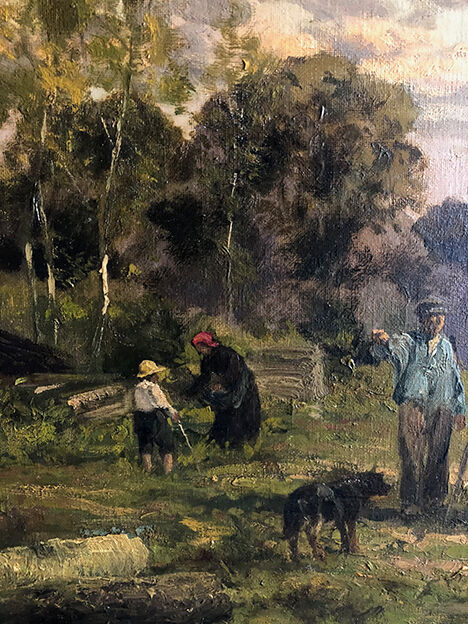 Clément Quinton (1851-1920), large oil on canvas "Forestiers"