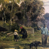 Clément Quinton (1851-1920), large oil on canvas "Forestiers"