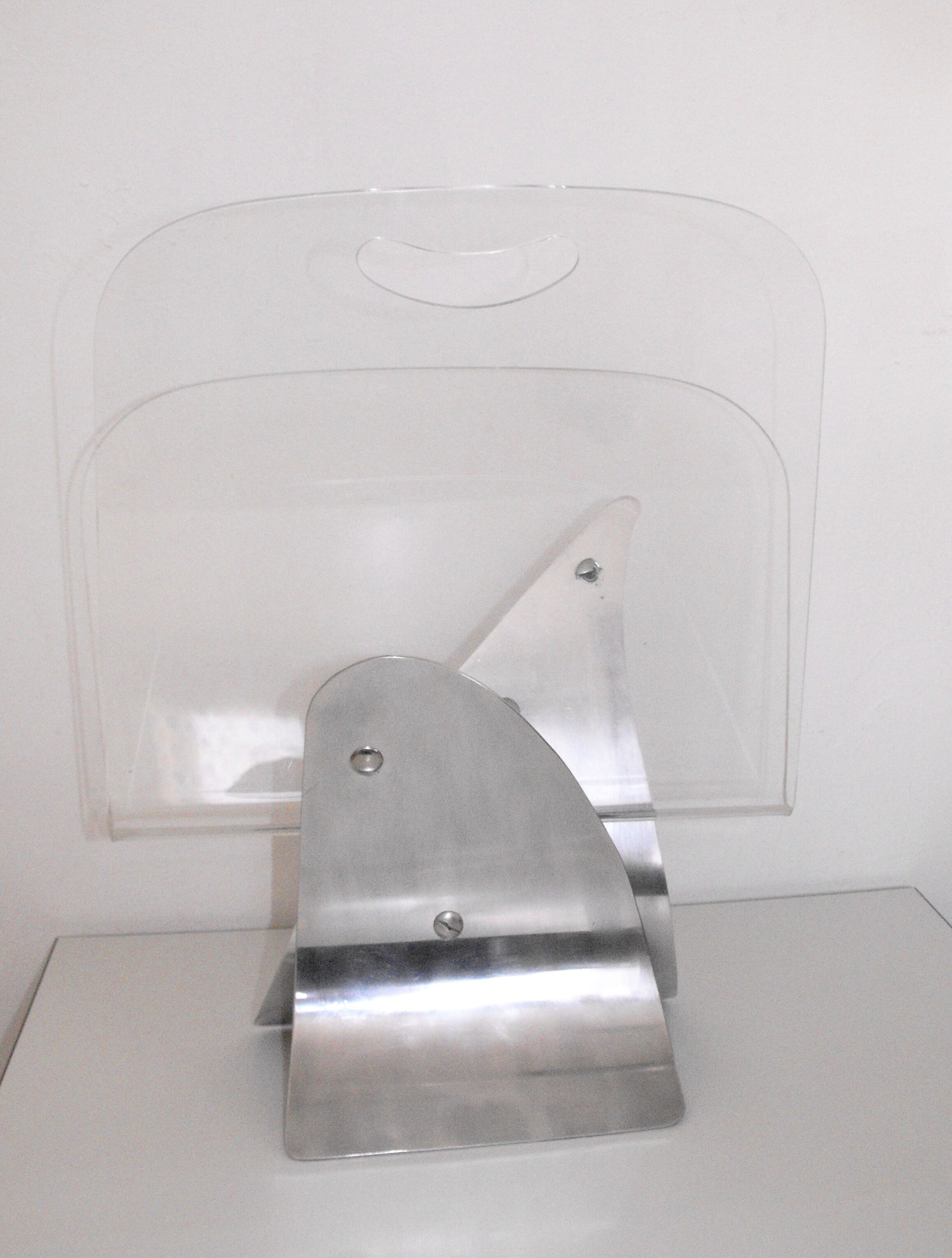70s review holder in aluminum and plexiglas