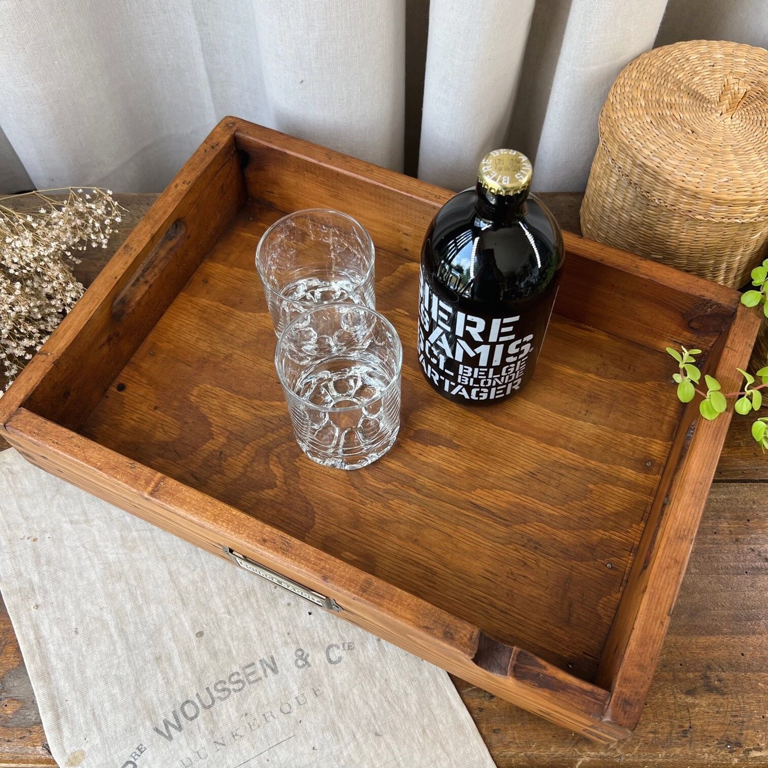 Top in raw wood "Badoit"