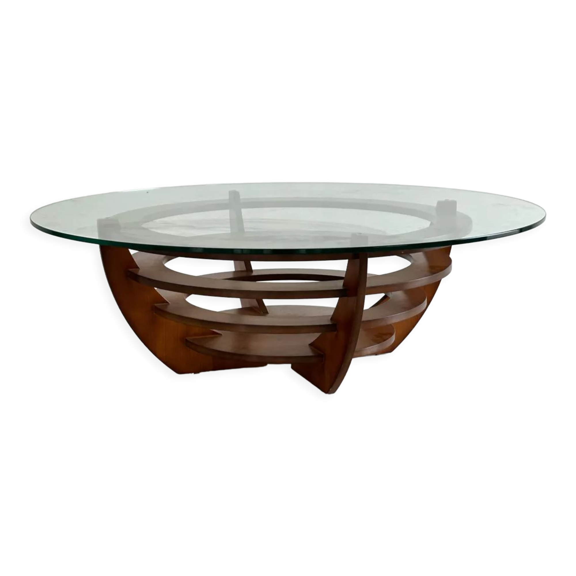 Designer coffee table, foot and circular top from the 60s