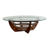 Designer coffee table, foot and circular top from the 60s