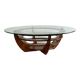 Designer coffee table, foot and circular top from the 60s